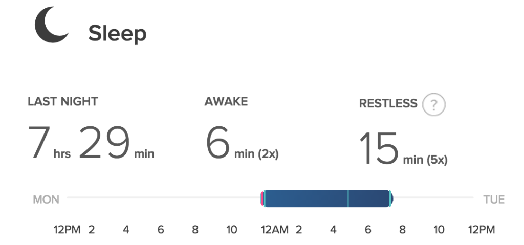fitbit sleep data day 6